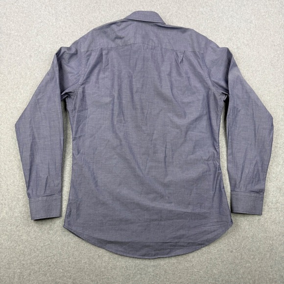 Teddy Stratford Shirt Mens 43 44 Blue Zip Front Button Down Long Sleeve Cotton - Picture 5 of 12